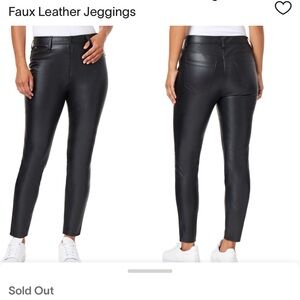 NWT high waisted vegan leather curve appeal brand FAUX black leather pants sx 14
